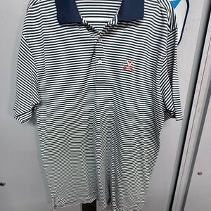 Peter Millar Navy and White Striped Polo Virginia Cavaliers.